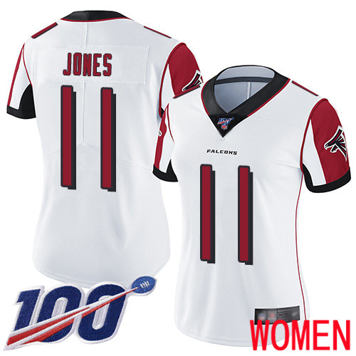 Atlanta Falcons Limited White Women Julio Jones Road Jersey NFL Football 11 100th Season Vapor Untouchable